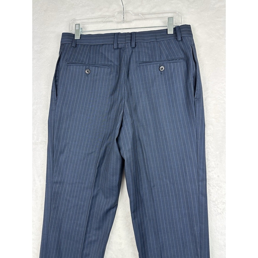 Joseph Abboud Dark Blue Navy Pinstripe Flat Front Wool Mens Dress Pants 32x26.5‎ - Picture 11 of 12
